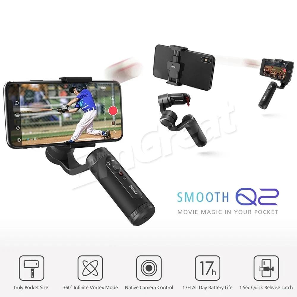 Smooth 4 & Q2 3-Axis Phone Stabilizer  <iPhone-Samsung>