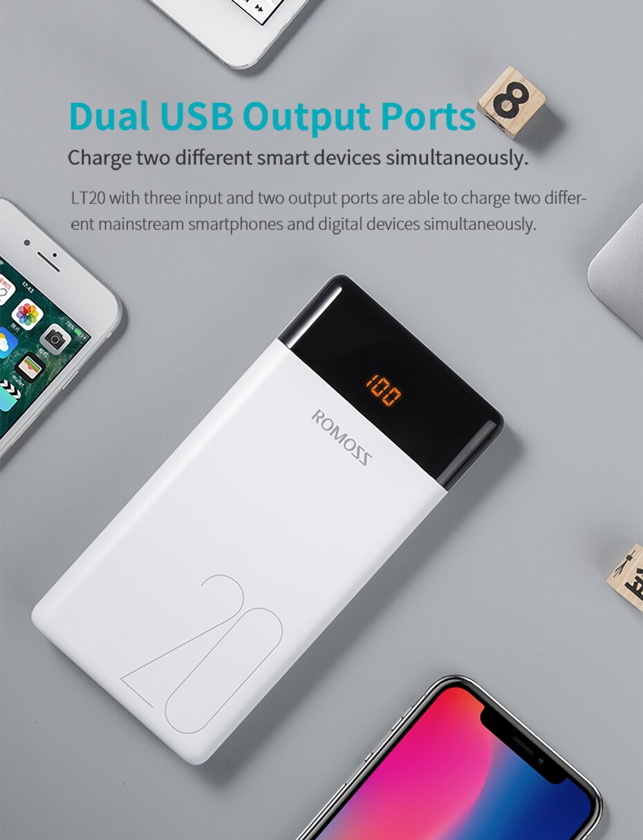 LT20 20000mAh  Dual USB Power-bank External Battery With LED Display