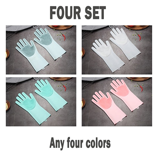 Silicone Cleaning Gloves /// Magic Silicone Dish-washing Gloves